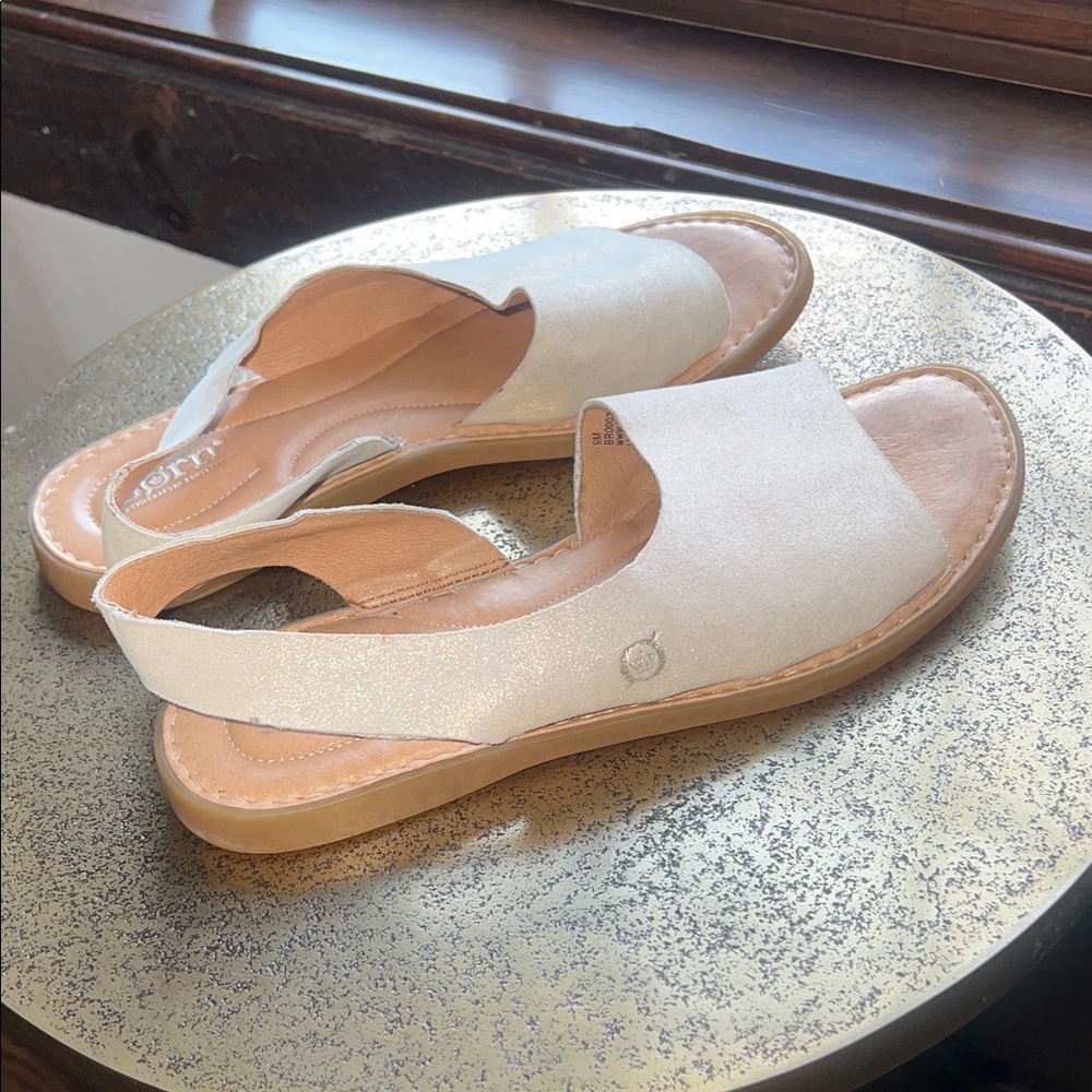 Born Women's Light Beige/Sparkle Open Back Sandals